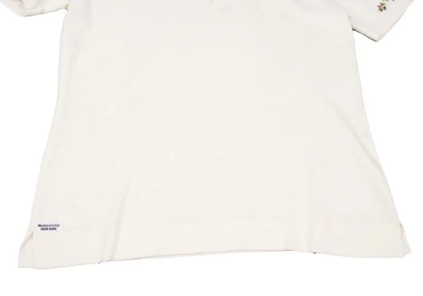 Mademoiselle NON NON Linen Cotton Floral Embroidery Knit Polo Shirt K-147924_010