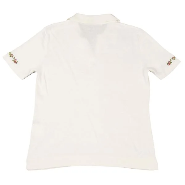 Mademoiselle NON NON Linen Cotton Floral Embroidery Knit Polo Shirt K-147924_014