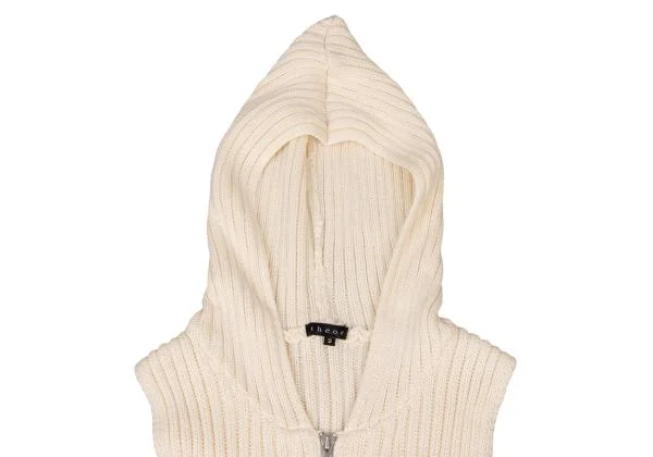 Theory Cotton Double Zip Sleeveless Hooded Rib Knit K-147932_004
