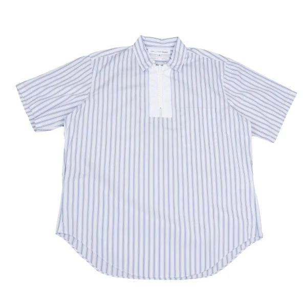 COMME des GARCONS SHIRT Big Zip Pull Over Stripe Shirt Sky blue M K-147940_001