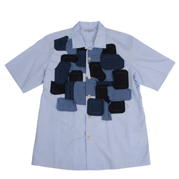 COMME des GARCONS HOMME Front Square Patch Short Sleeve Shirt Sky blue L K-147951_001