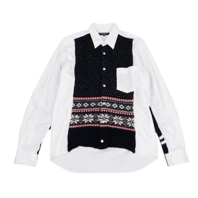 COMME des GARCONS HOMME Fair Isle Knit Switching Shirt
