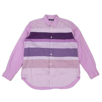 COMME des GARCONS HOMME Front Multi Pattern Stripe Switching Shirt