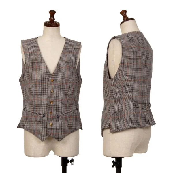 Mademoiselle NON NON Wool Checked Gilet Vest Grey S-M K-147978_001