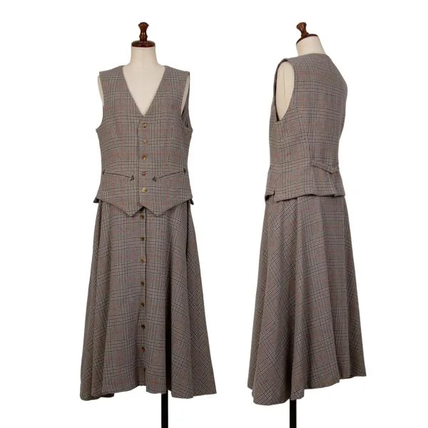 Mademoiselle NON NON Wool Checked Gilet Vest K-147978_013