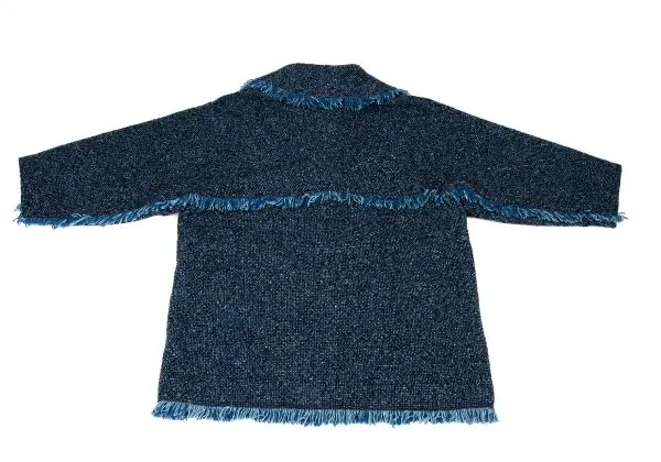 ISSEY MIYAKE HaaT Tweed Fringe Shawl Collar Short Coat K-148044_012