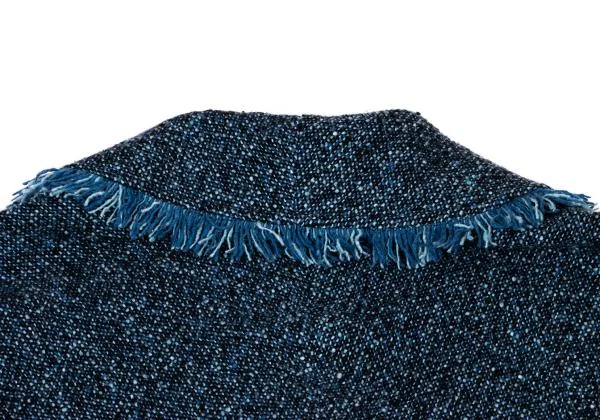ISSEY MIYAKE HaaT Tweed Fringe Shawl Collar Short Coat K-148044_013