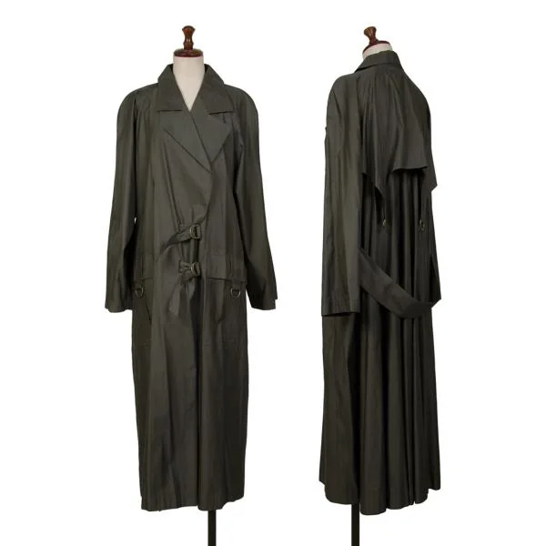 ANNE KLEIN Cupra Cotton Double Belt Coat Charcoal S-M K-148074_001
