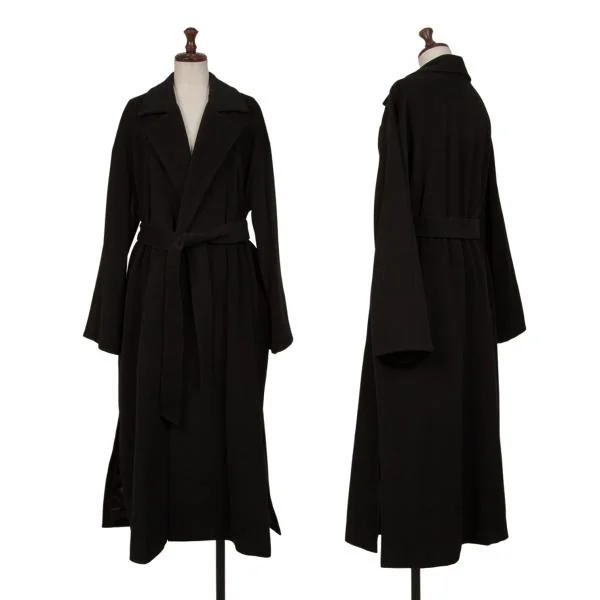 K OF KRIZIA Cashmere Belted Chesterfield Coat Black 40 K-148076_001