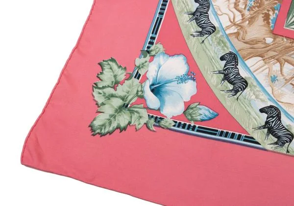 HERMES エルメス カレ90 Tribord スカーフ ピンク系 HERMES - エルメス HERMES カレ90 DE TOUT COEUR スカーフ 衣料