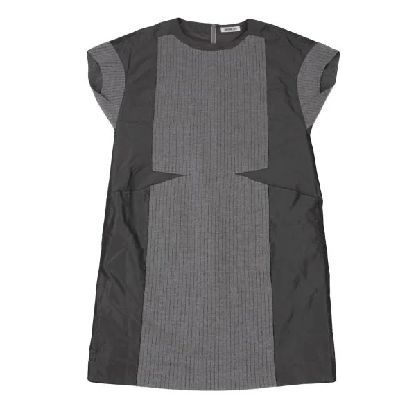 HIROKO BIS Poly Switching Stripe Wool Cotton Dress K-148146_002