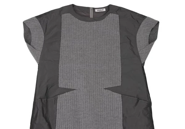 HIROKO BIS Poly Switching Stripe Wool Cotton Dress K-148146_003