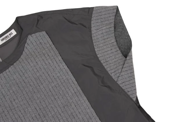 HIROKO BIS Poly Switching Stripe Wool Cotton Dress K-148146_005