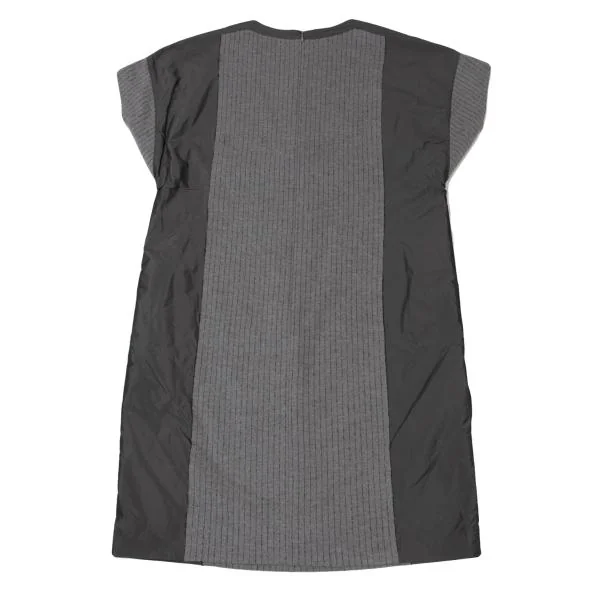 HIROKO BIS Poly Switching Stripe Wool Cotton Dress K-148146_010