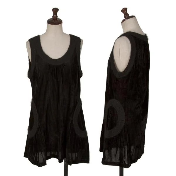 HIROKO BIS Knit Taping Velour Sleeveless Dress Black 9 K-148148_001