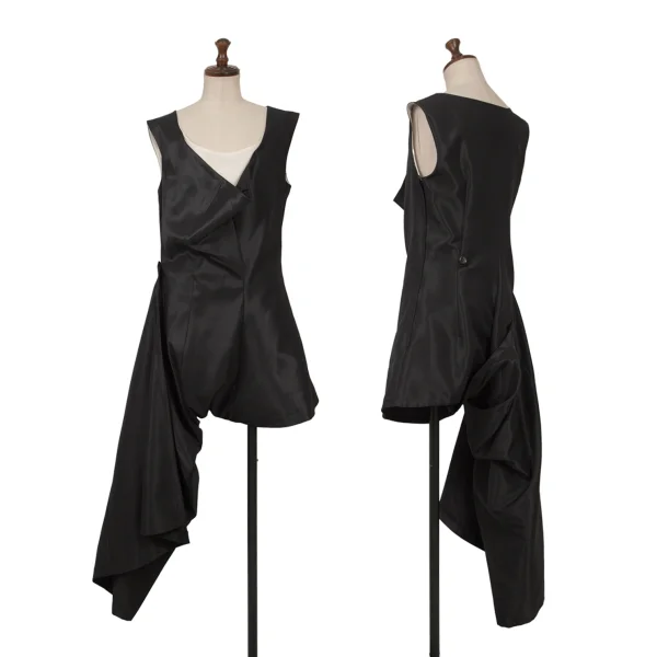 COMME des GARCONS Wool Poly Drape Asymmetry Sleeveless Dress Black M K-148200_001