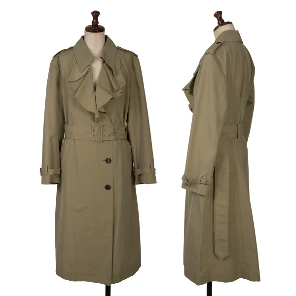 L'EQUIPE YOSHIE INABA Cotton Poly Oil Coating Frill Coat Beige 40 K-148201_001