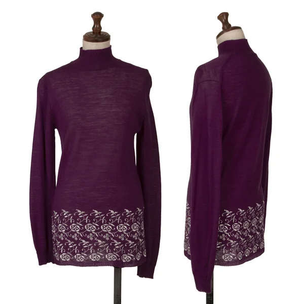 tricot COMME des GARCONS Hem Embroidery Turtle neck Knit Top Purple S-M K-148276_001