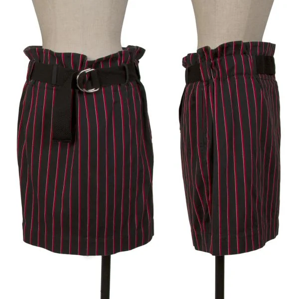 ヴィヴィアンウエストウッド アングロマニアVivienne Westwood ANGLOMANIA コットンストライプベルテッドスカート 黒赤他38 K-148349_001