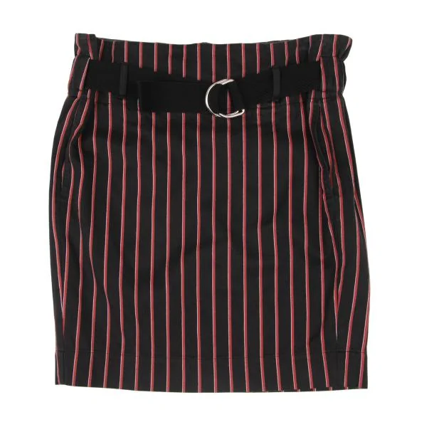ヴィヴィアンウエストウッド アングロマニアVivienne Westwood ANGLOMANIA コットンストライプベルテッドスカート 黒赤他38 K-148349_002