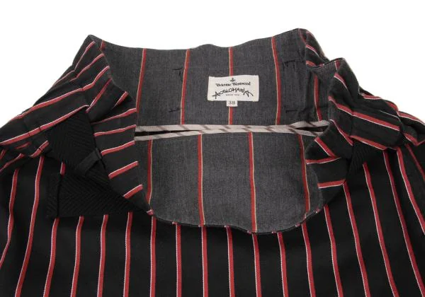 ヴィヴィアンウエストウッド アングロマニアVivienne Westwood ANGLOMANIA コットンストライプベルテッドスカート 黒赤他38 K-148349_006