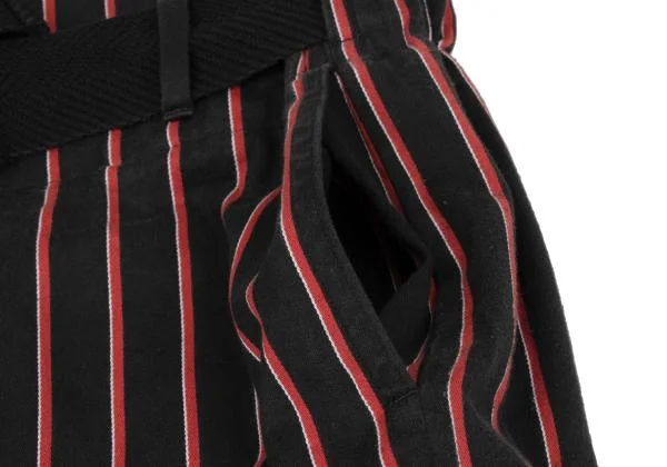 ヴィヴィアンウエストウッド アングロマニアVivienne Westwood ANGLOMANIA コットンストライプベルテッドスカート 黒赤他38 K-148349_007