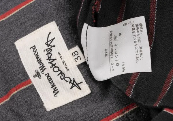 ヴィヴィアンウエストウッド アングロマニアVivienne Westwood ANGLOMANIA コットンストライプベルテッドスカート 黒赤他38 K-148349_012