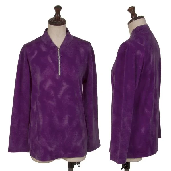 COMME des GARCONS Wool Bleaching Half Zip T-shirt Purple S K-148359_001