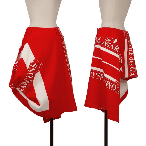 COMME des GARCONS HOMME PLUS Logo Printed Skirt Red M K-148410_001
