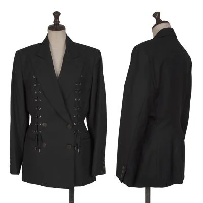JUNIOR GAULTIER Print Lining Lace Up Wool Jacket 