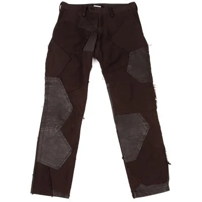 Y's Bleed Design Leather Patchwork Pants