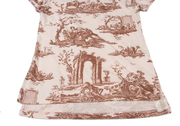 ヴィヴィアンウエストウッドVivienne Westwood トワルドジュイ柄Tシャツ 薄ピンク茶48 K-148514_005