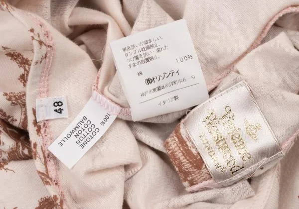 ヴィヴィアンウエストウッドVivienne Westwood トワルドジュイ柄Tシャツ 薄ピンク茶48 K-148514_013