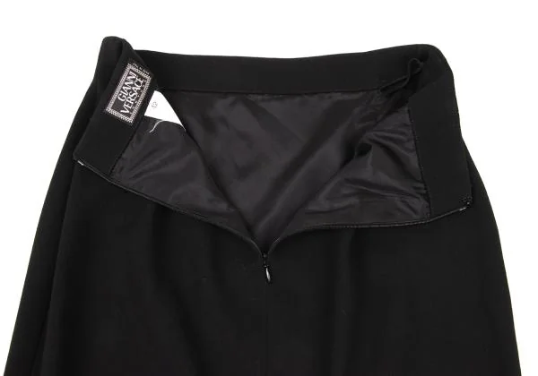 ジャンニヴェルサーチGIANNI VERSACE ウール台形スカート 黒42 K-148531_007