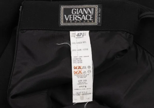 ジャンニヴェルサーチGIANNI VERSACE ウール台形スカート 黒42 K-148531_009