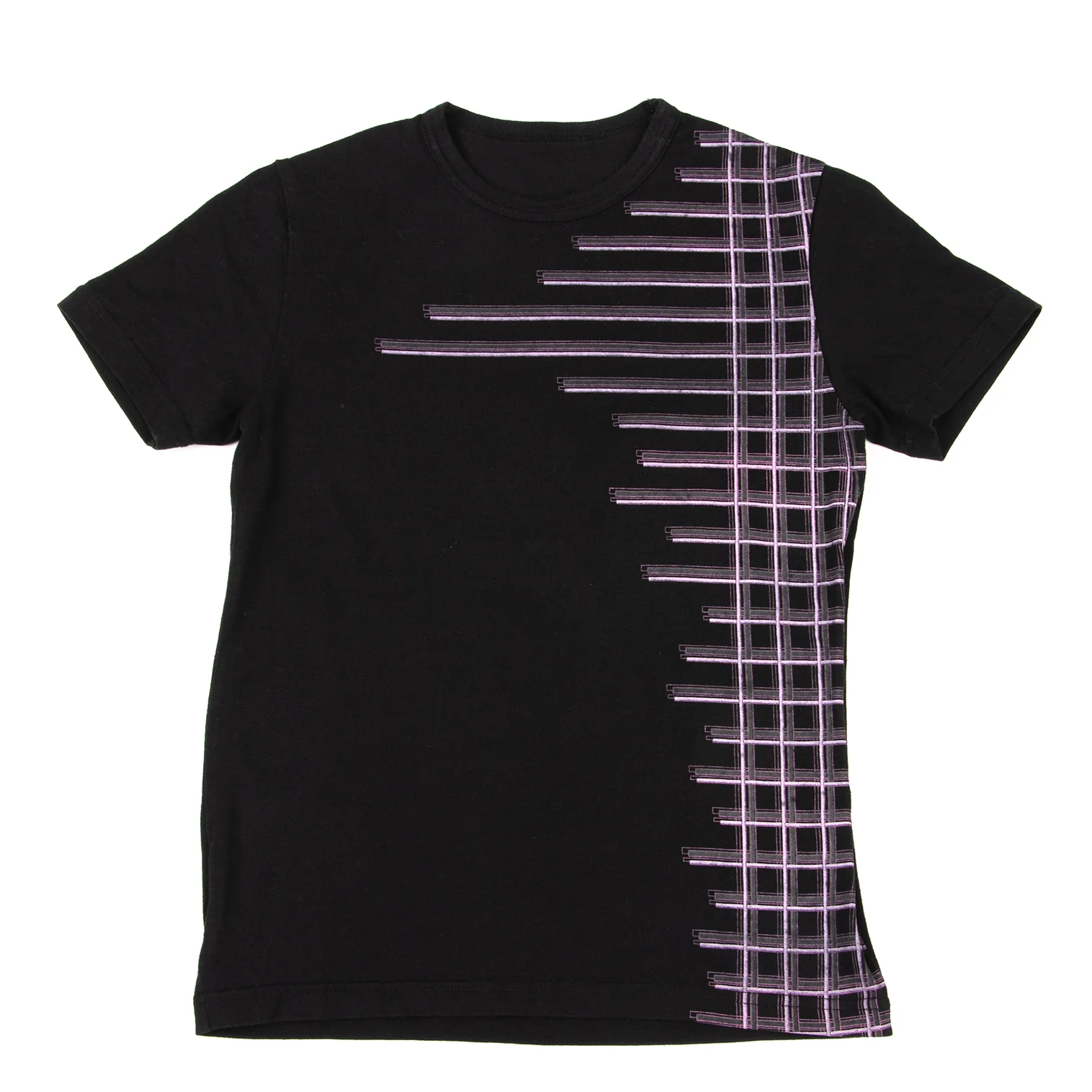 イッセイミヤケISSEY MIYAKE PLEATS (T.) 格子柄プリントTシャツ