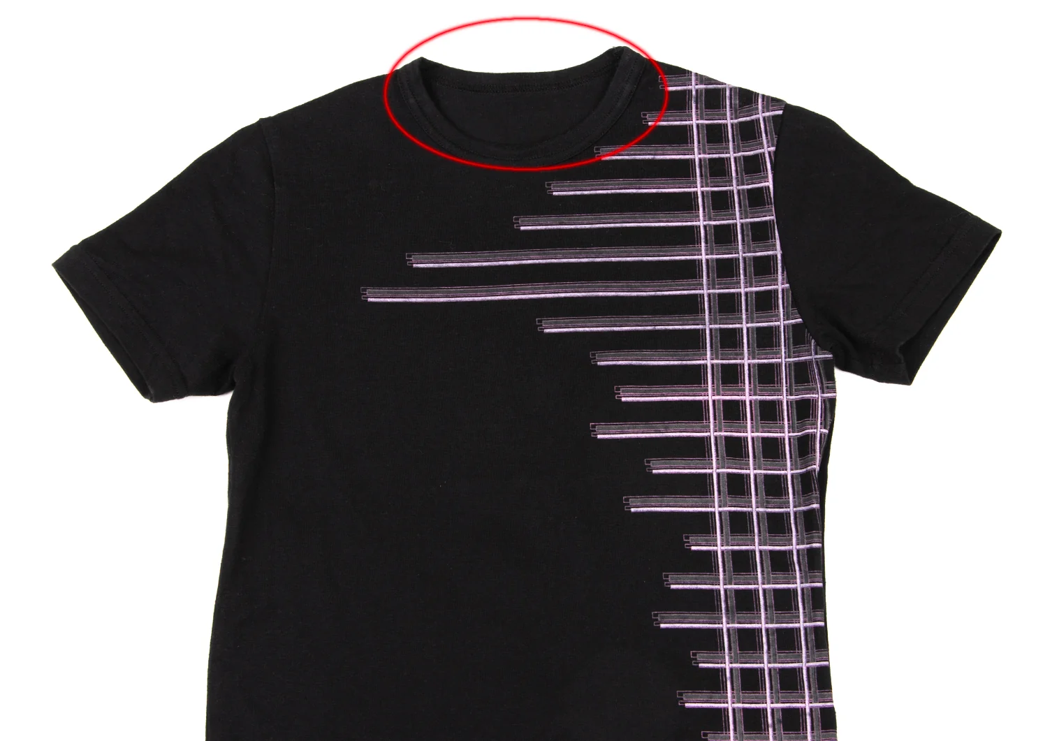 イッセイミヤケISSEY MIYAKE PLEATS (T.) 格子柄プリントTシャツ