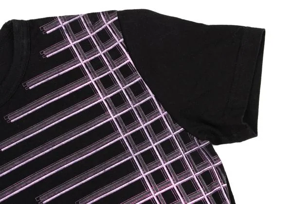 イッセイミヤケISSEY MIYAKE PLEATS (T.) 格子柄プリントTシャツ