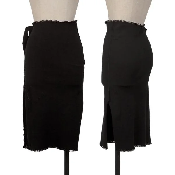 ISSEY MIYAKE A-POC Mesh Switching Fringe Knit Skirt Black 2 K-148604_001