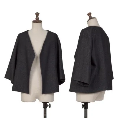 PLAIN PEOPLE Collarless 3/4 Sleeve Buttonless Jacket