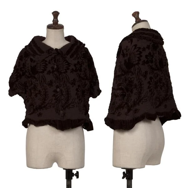 ISSEY MIYAKE me Dyed Floral Flocky Printed Blouse Brown Free K-148719_001