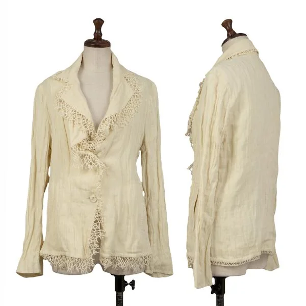 ISSEY MIYAKE HaaT Mesh Fringe Design Jacket Ivory 2 K-148736_001