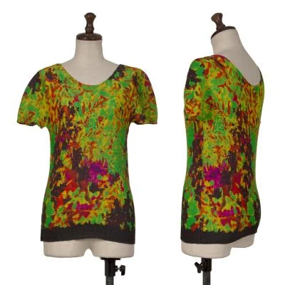 ISSEY MIYAKE me Graphic Print Stretch Pleats T Shirt