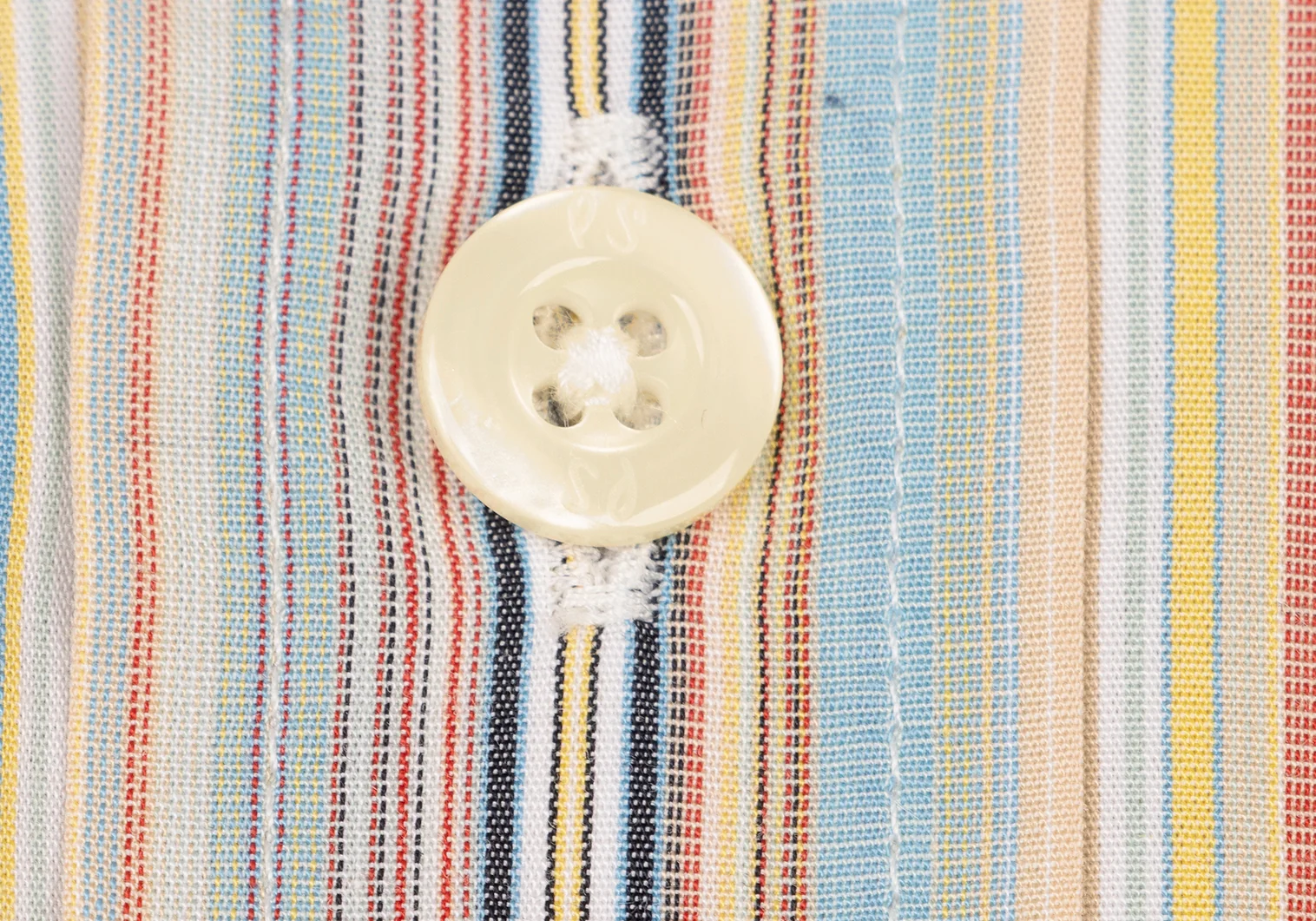 【美品】ポールスミス 長袖シャツ ストライプ柄 マルチカラー Mサイズ m□ポールスミス/Paul Smith ストライプ柄 長袖シャツ【40】青