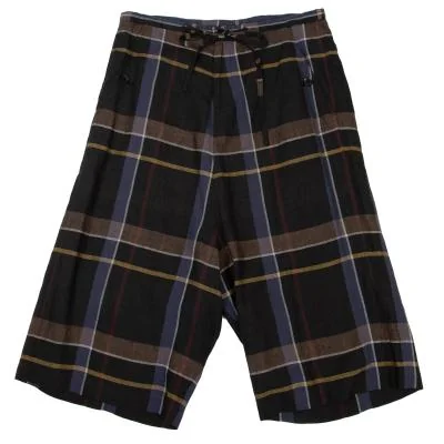 Y's Linen Check Dropped Crotch Pants