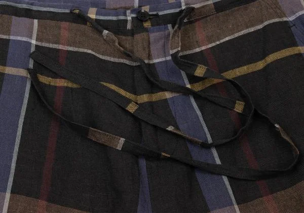 Y's Linen Check Dropped Crotch Pants K-148834_003