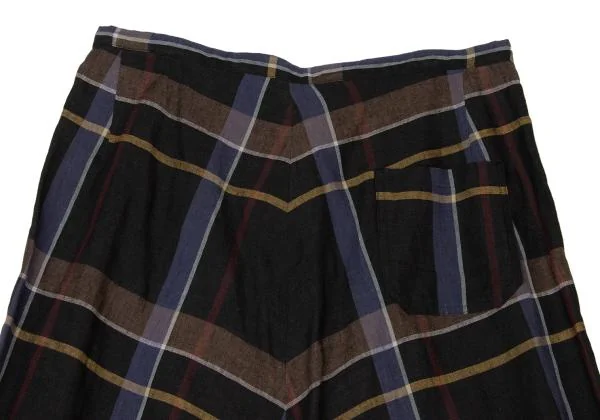 Y's Linen Check Dropped Crotch Pants K-148834_010