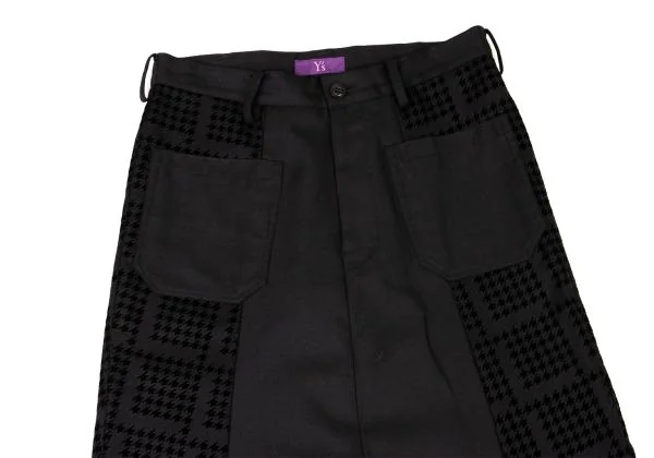 Y's Pink Flocked Houndstooth Wool  Dropped Crotch Pants K-148836_002