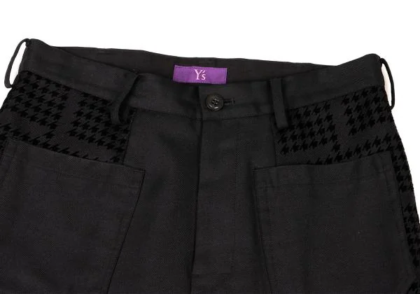 Y's Pink Flocked Houndstooth Wool  Dropped Crotch Pants K-148836_003