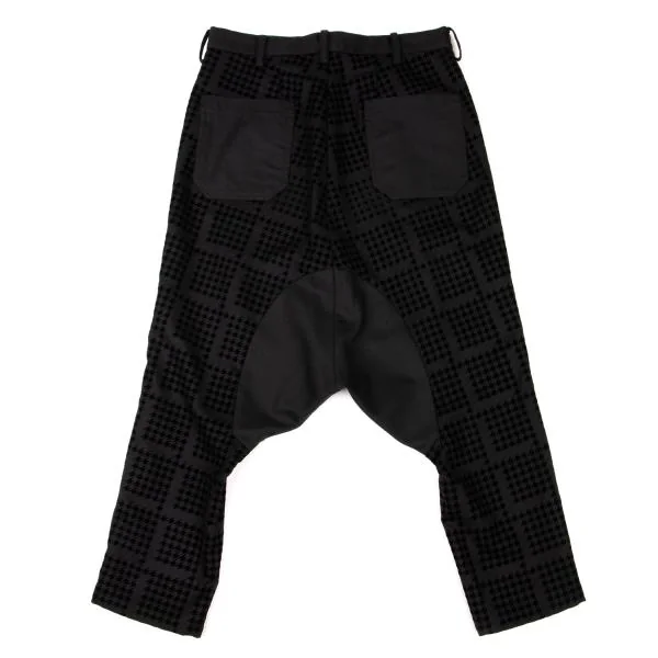Y's Pink Flocked Houndstooth Wool  Dropped Crotch Pants K-148836_011